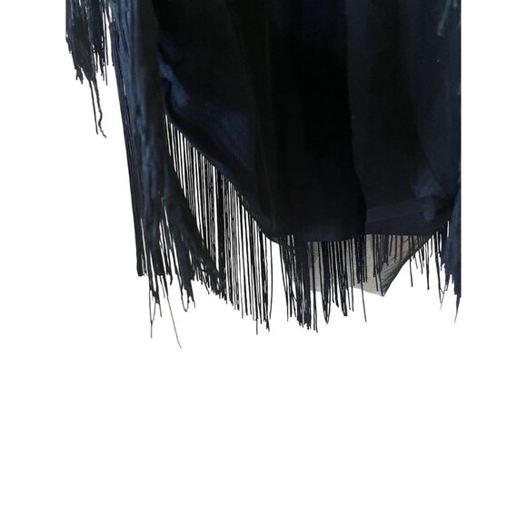 Unique Vintage 1920s Black Beaded Fringe Flapper Dress L - Picture 8 of 10